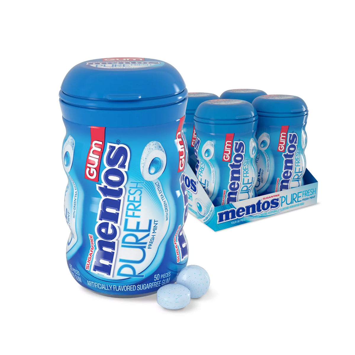 Mentos Pure Fresh Chewing Gum, Sugar-Free Fresh Mint, 4 ea