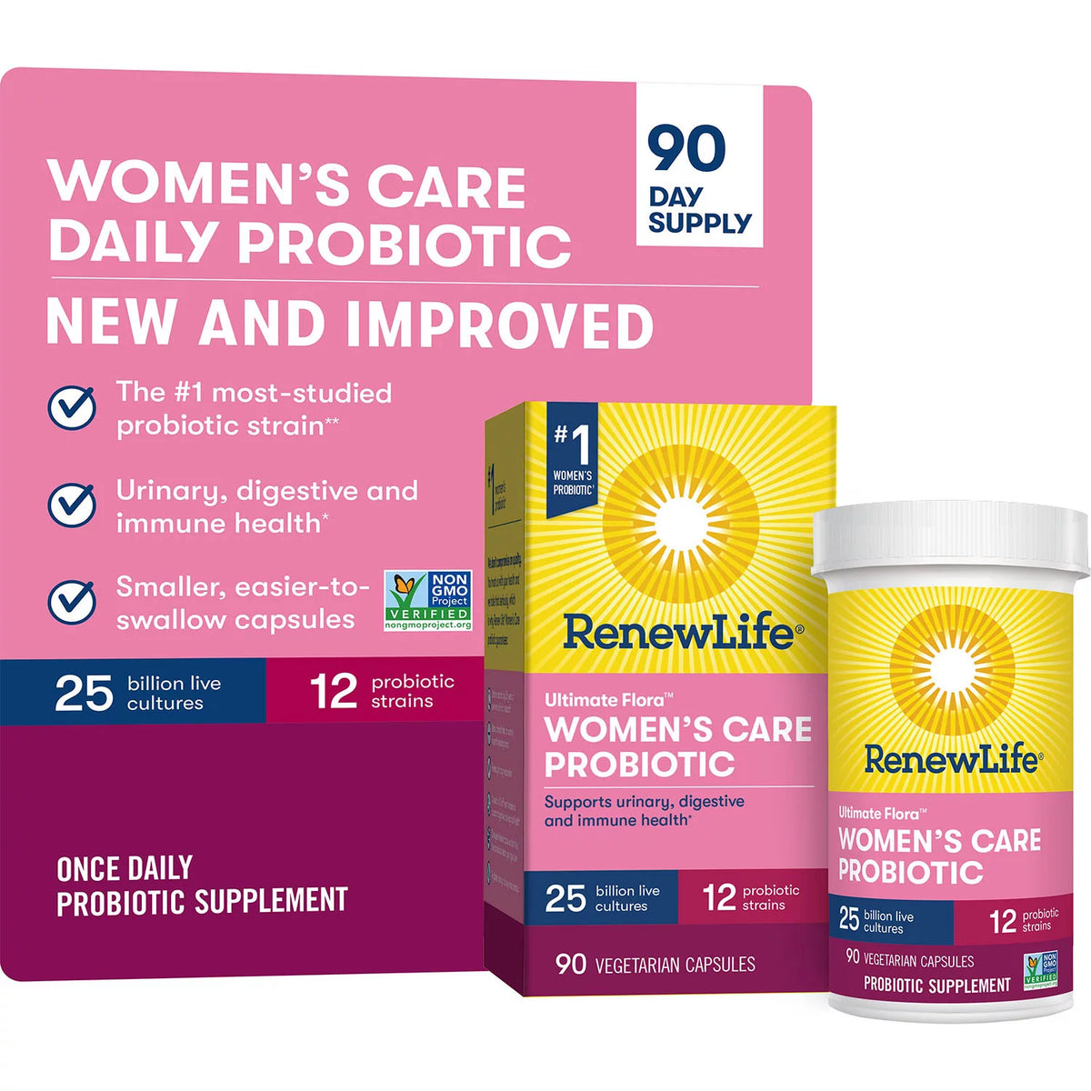 Renew Life Ultimate Flora Probiotic Women's Daily Care Vegetable Capsules, 90 ea