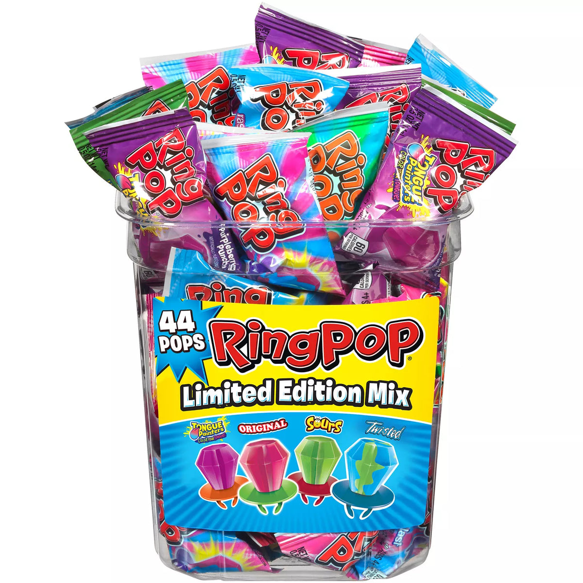 Ring Pop Lollipops Candy Tub. Bulk Variety Pack, 44 ea