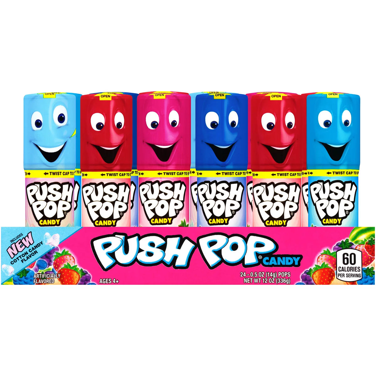 Push Pop Candy Assortment Pack With 5 Flavors, 24 ea