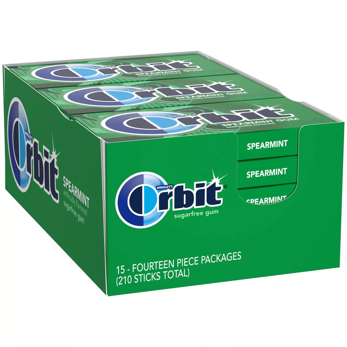 Orbit Sugar-Free Gum Packs, Spearmint, 15 ea