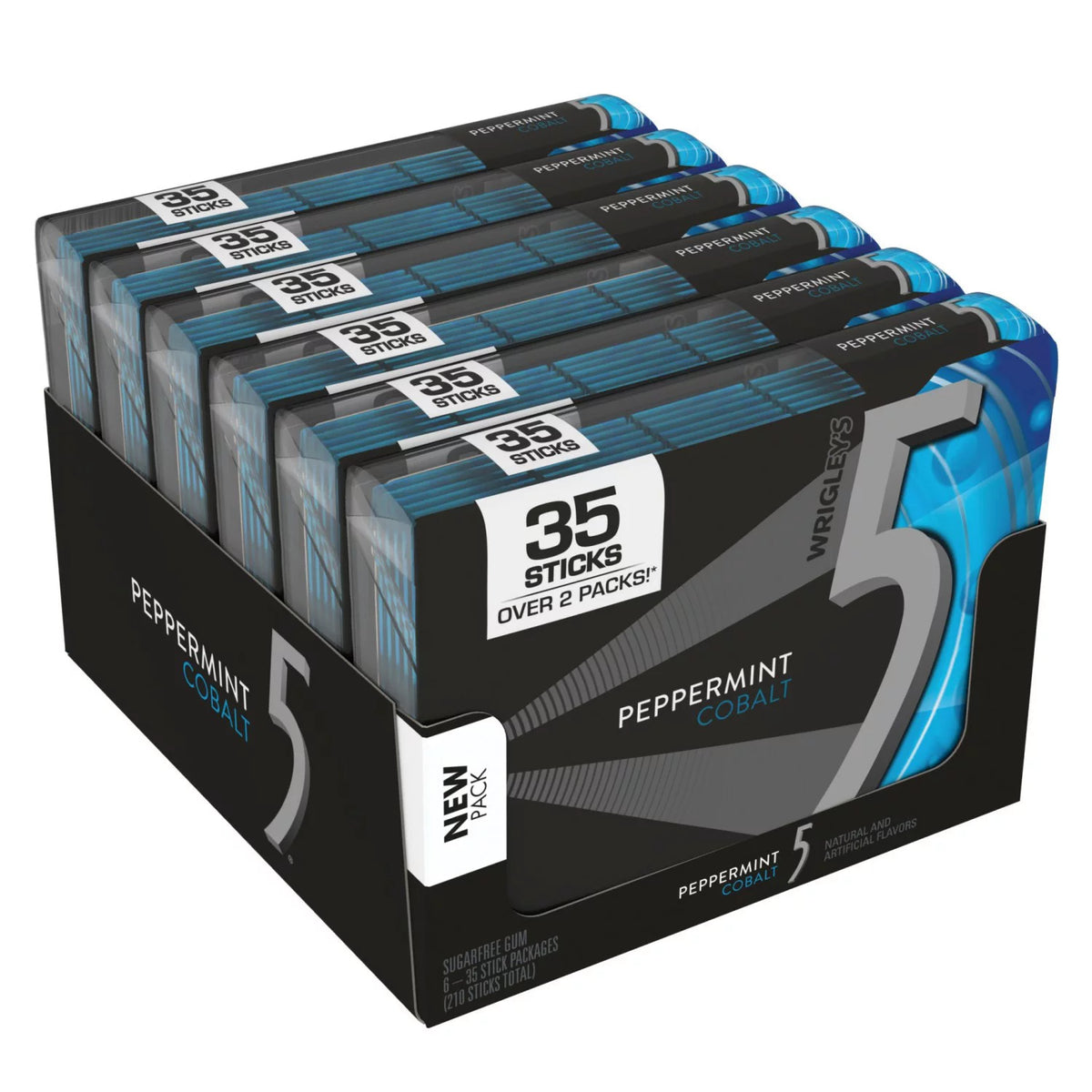 Wrigley's 5 Gum Packs, Peppermint Cobalt, 6 ea