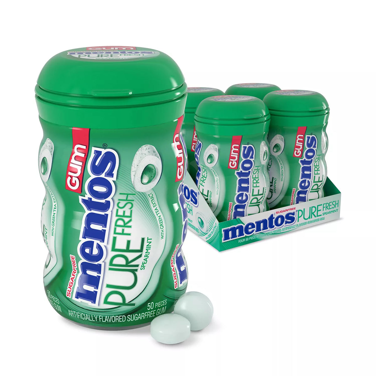 Mentos Pure Fresh Chewing Gum Packs, Sugar-Free Spearmint, 4 ea