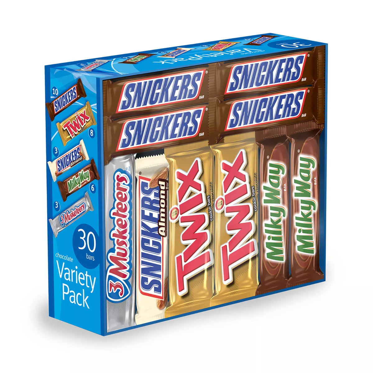 Snickers, Twix and More Assorted Chocolate Candy Bar Pack, Bulk, 30 ea