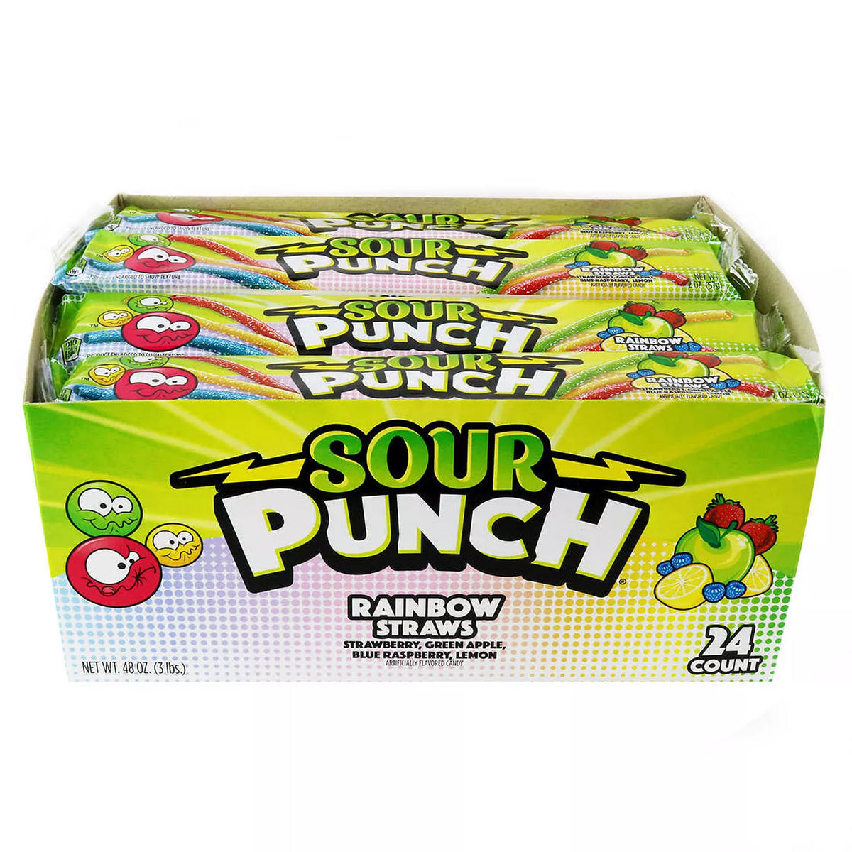 Sour Punch Rainbow Straws Pack, 24 ea