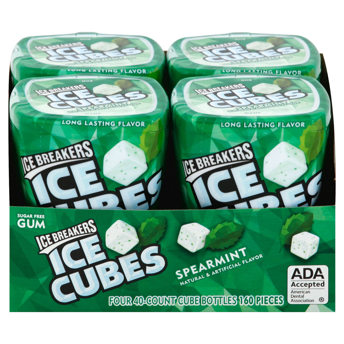 Iced Breakers Iced Cubes Sugar Free Gum, Spearmint, 4 ea