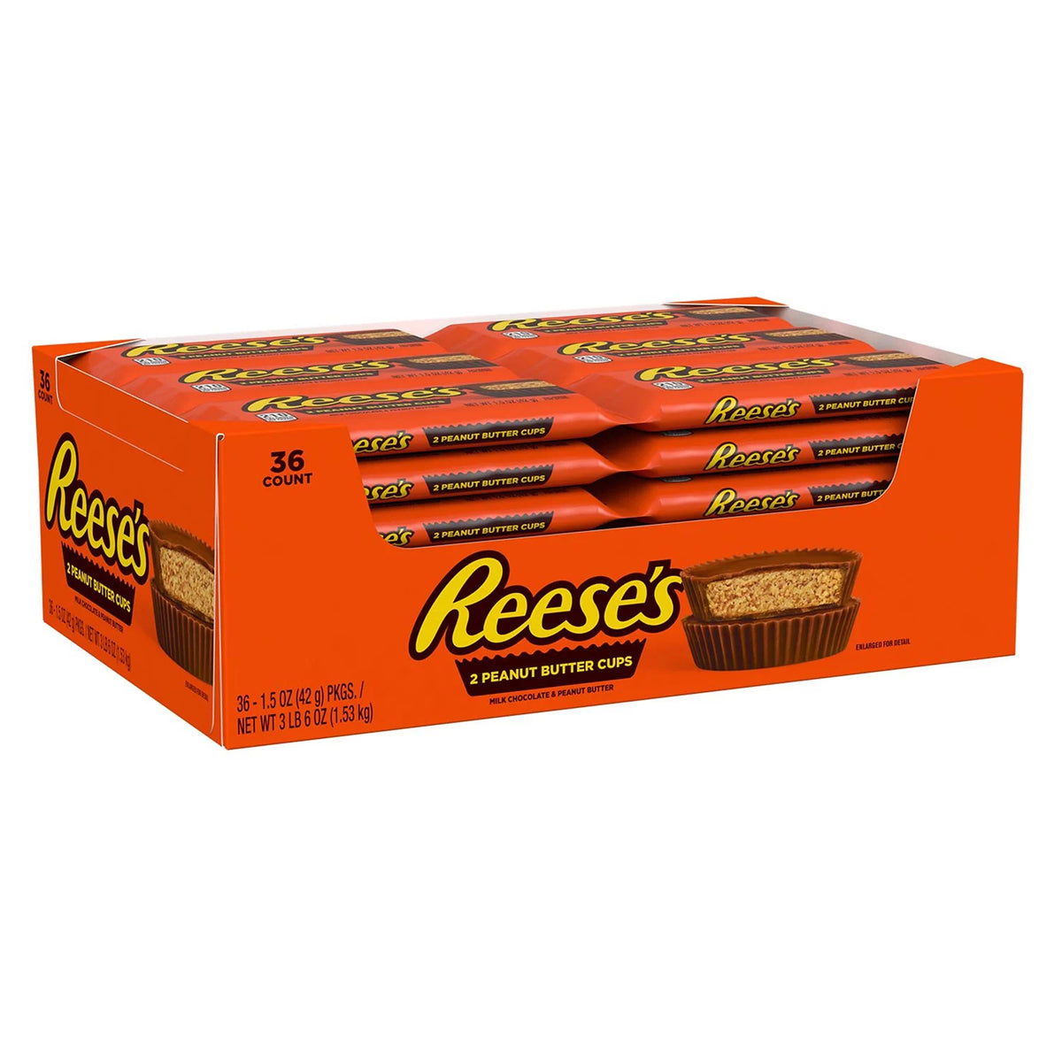 Reese's Milk Chocolate Peanut Butter Cups Candy, Bulk Pack, 36 ea