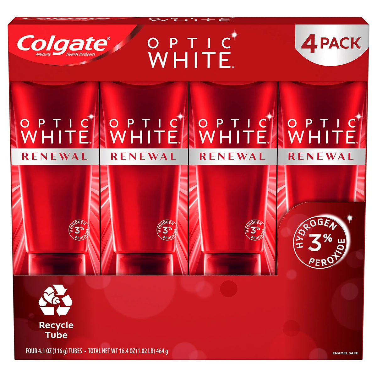 Colgate Optic White Renewal High Impact Whitening Toothpaste Pack, 4 ea