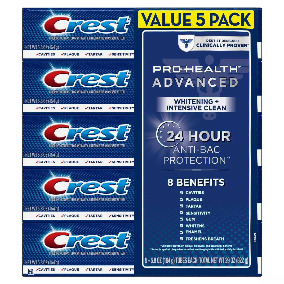 Crest Pro-Health Advanced Whitening + Intensive Clean Toothpaste Pack, 5 ea