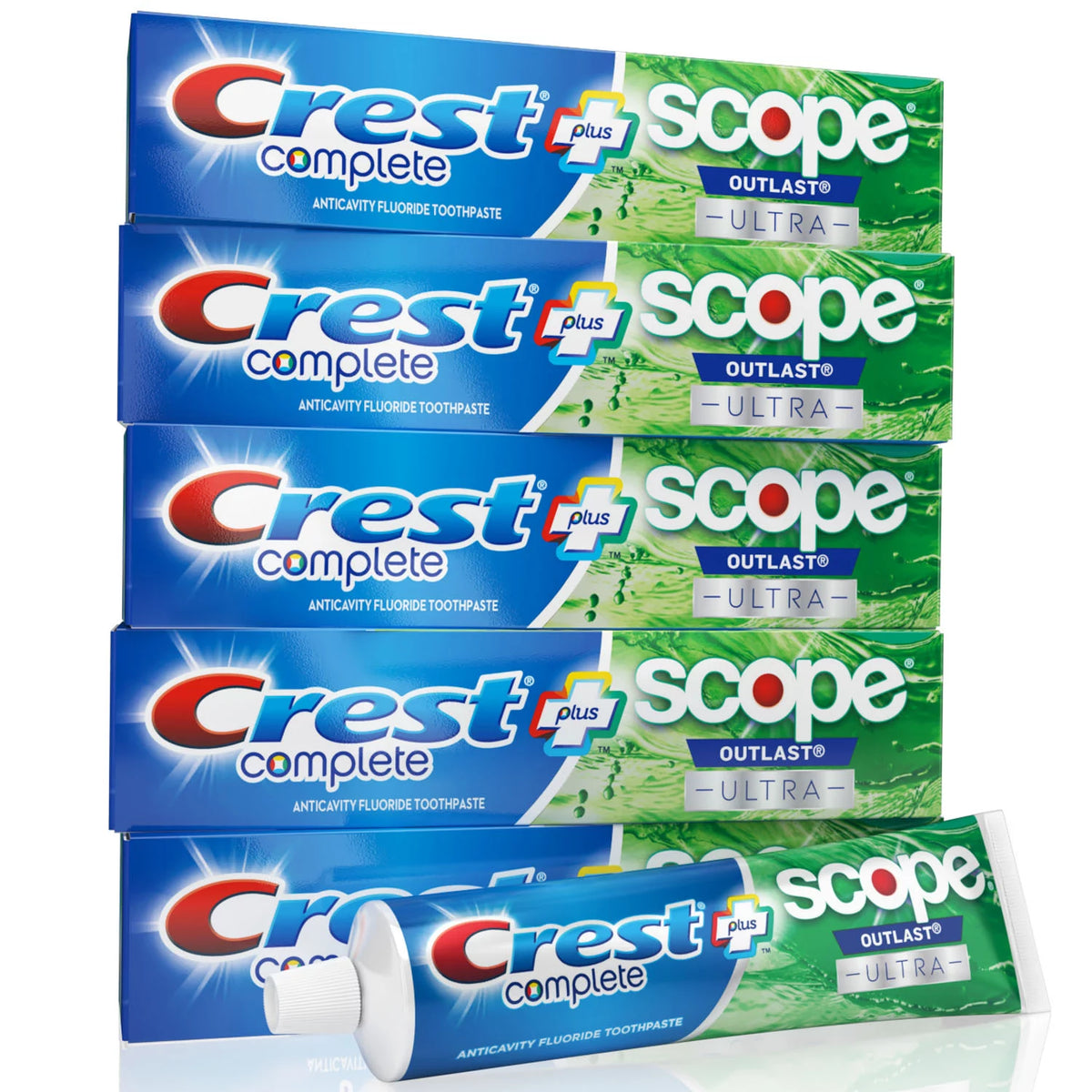 Crest Complete Whitening + Scope Toothpaste Pack, 5 ea