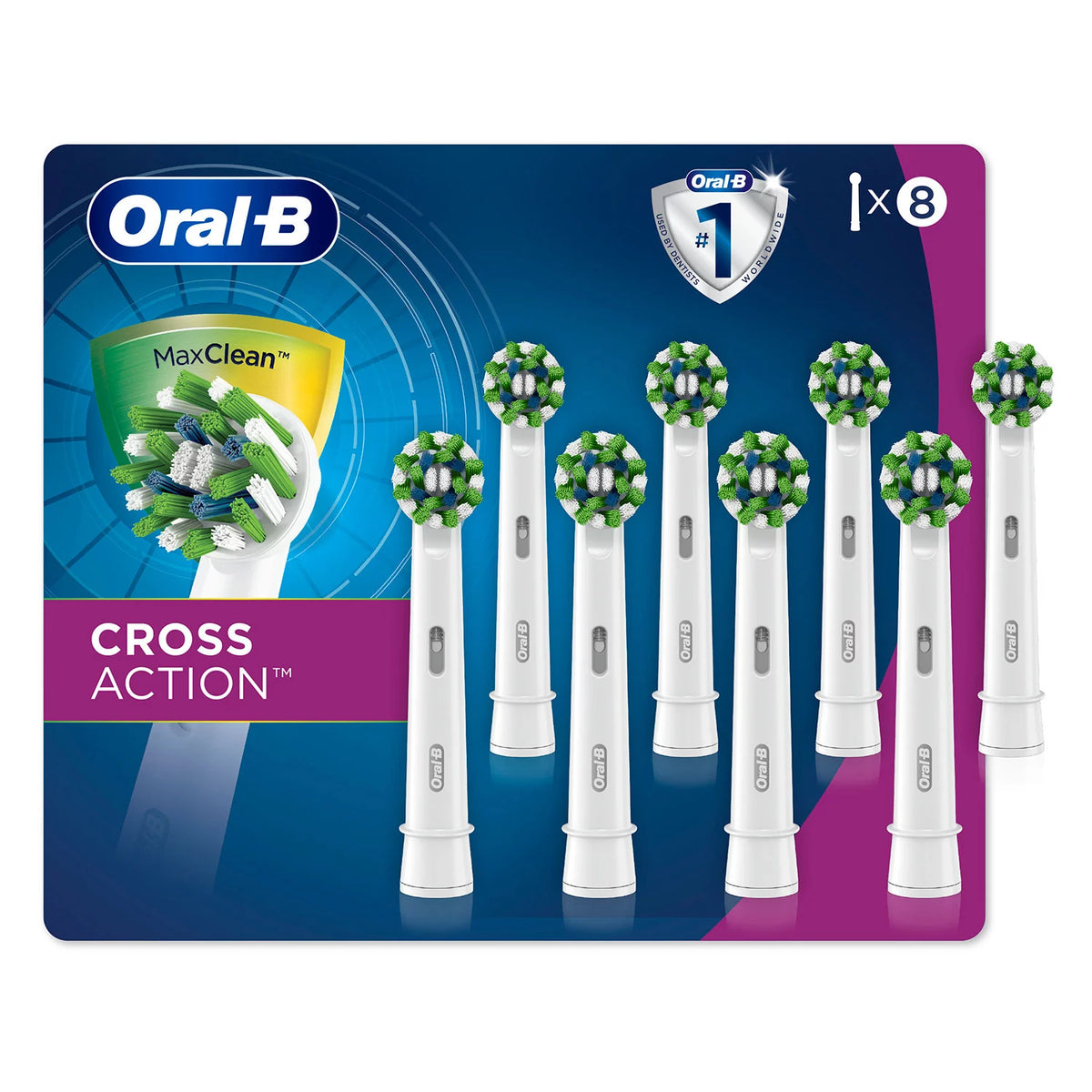 Oral-B CrossAction Electric Toothbrush Replacement Brush Heads, 8 ea