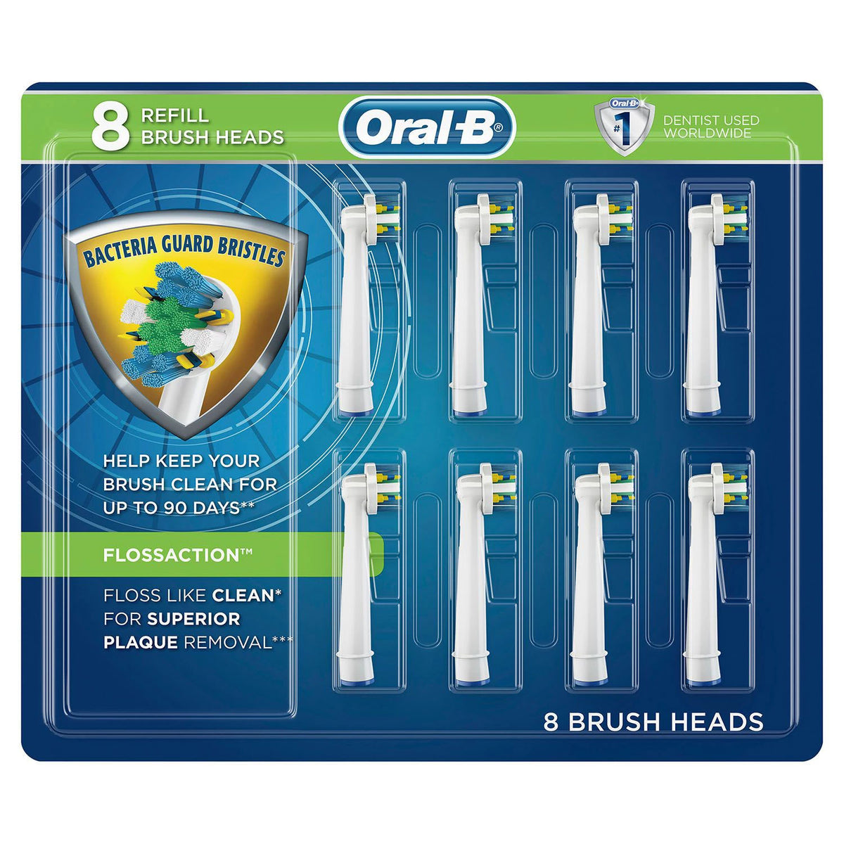 Oral-B FlossAction Electric Toothbrush Replacement Brush Heads Pack, 8 ea