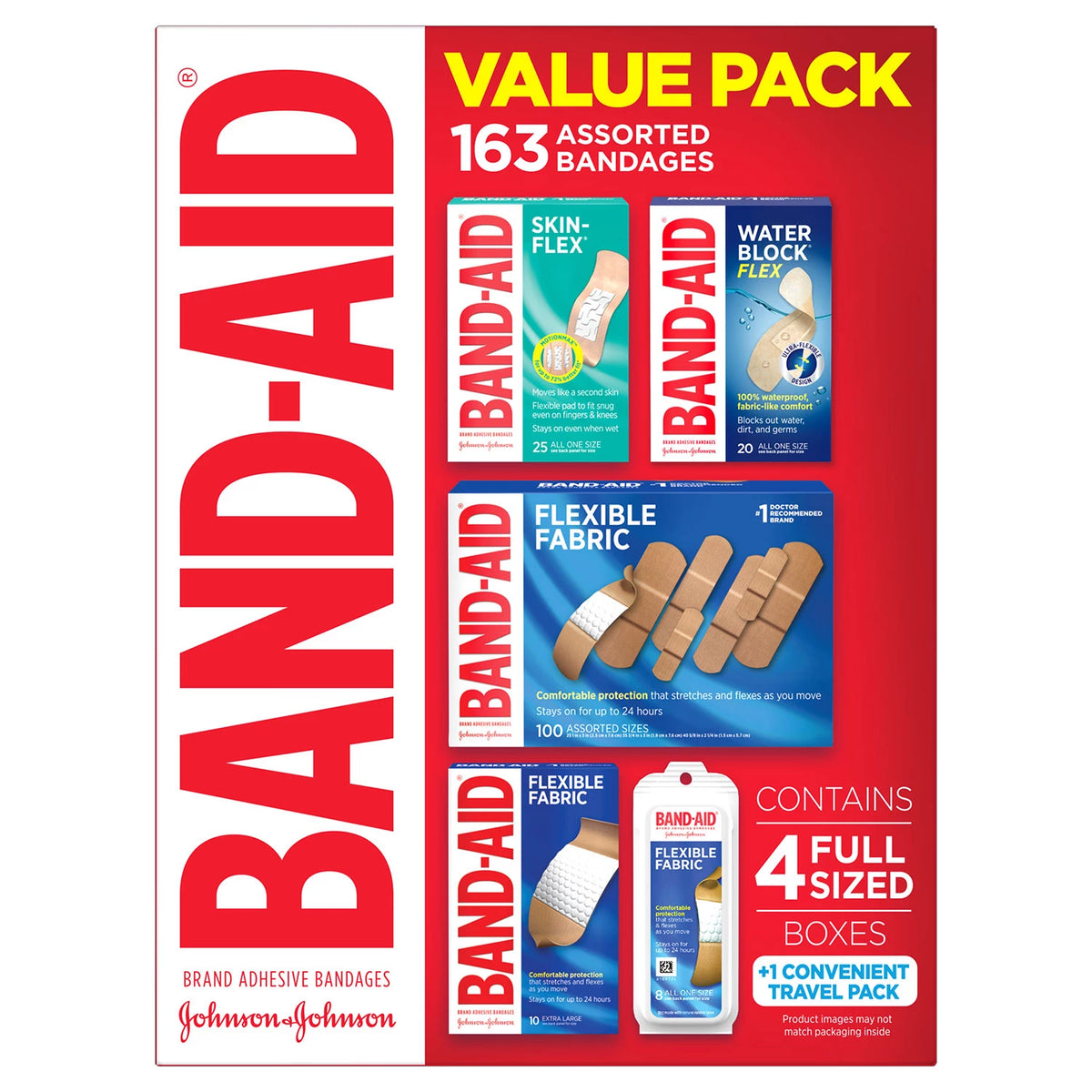 Band-Aid Brand Variety Pack Adhesive Bandages, 163 ea