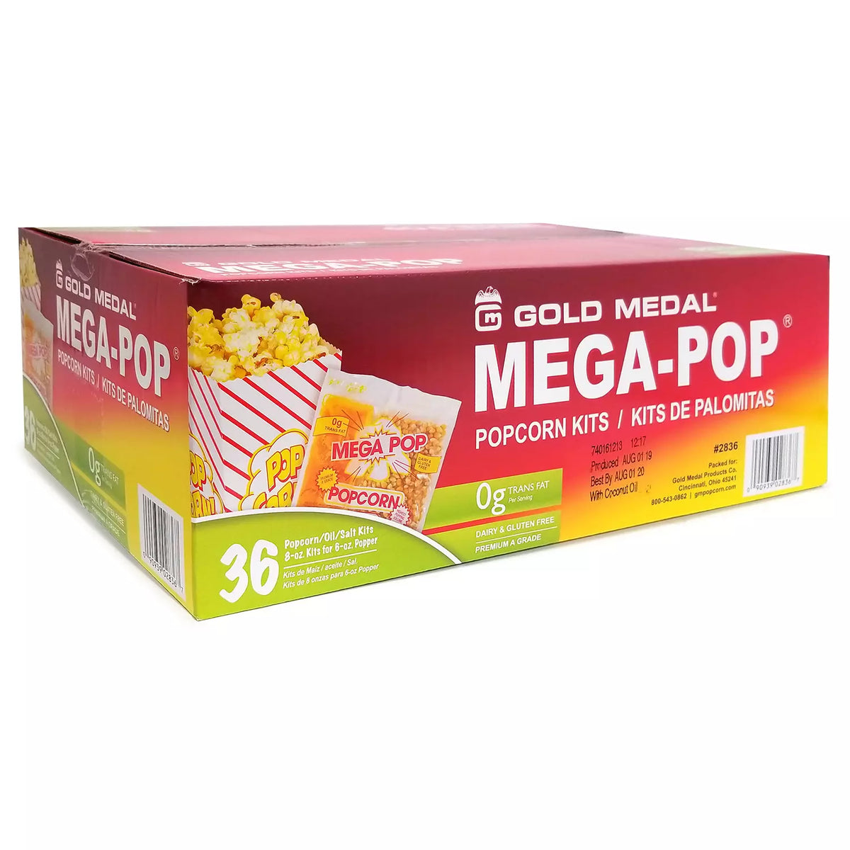 Gold Medal Mega Pop Popcorn Kit, 36 ea