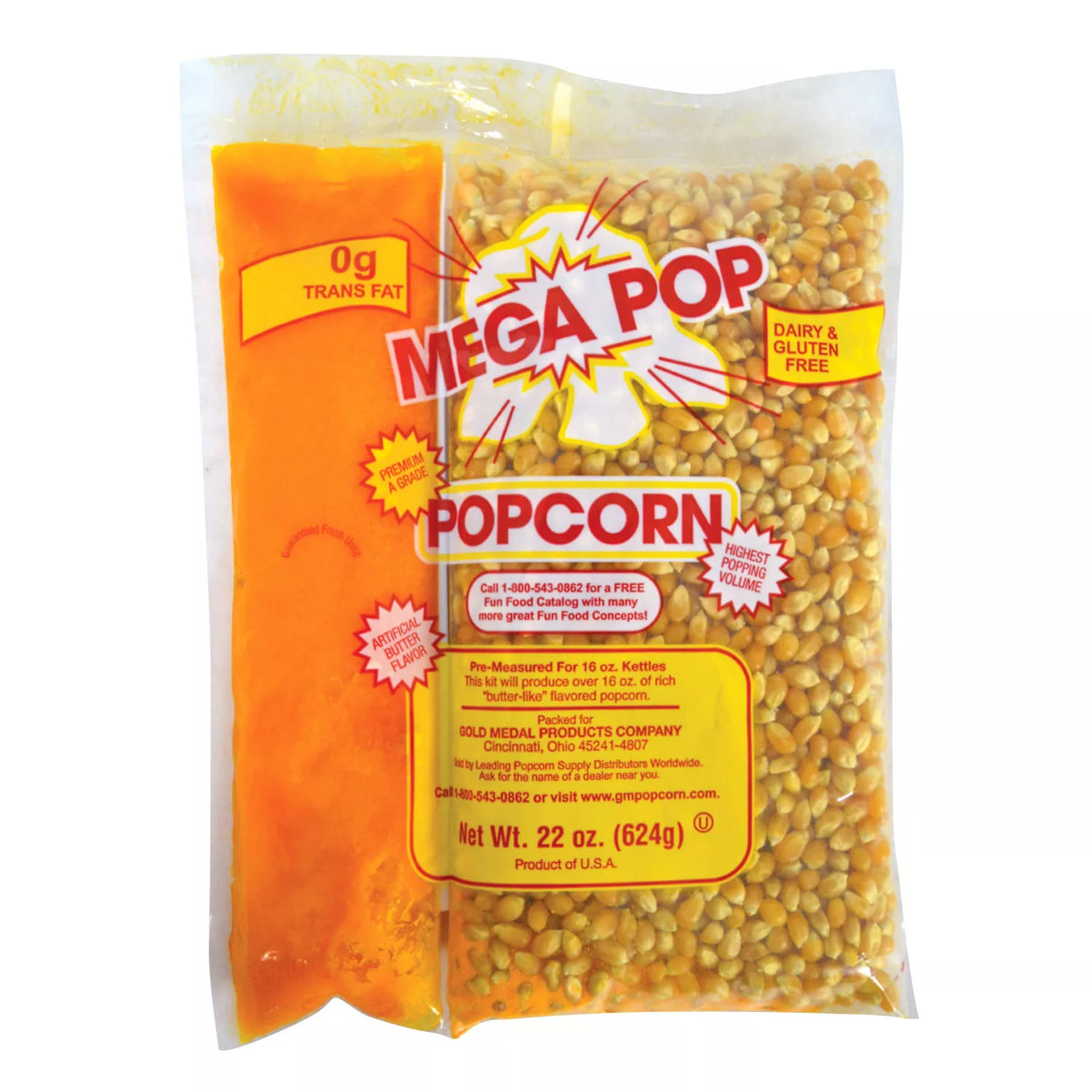 Gold Medal Mega Pop Corn, Oil and Salt Kit Case, 20 ea