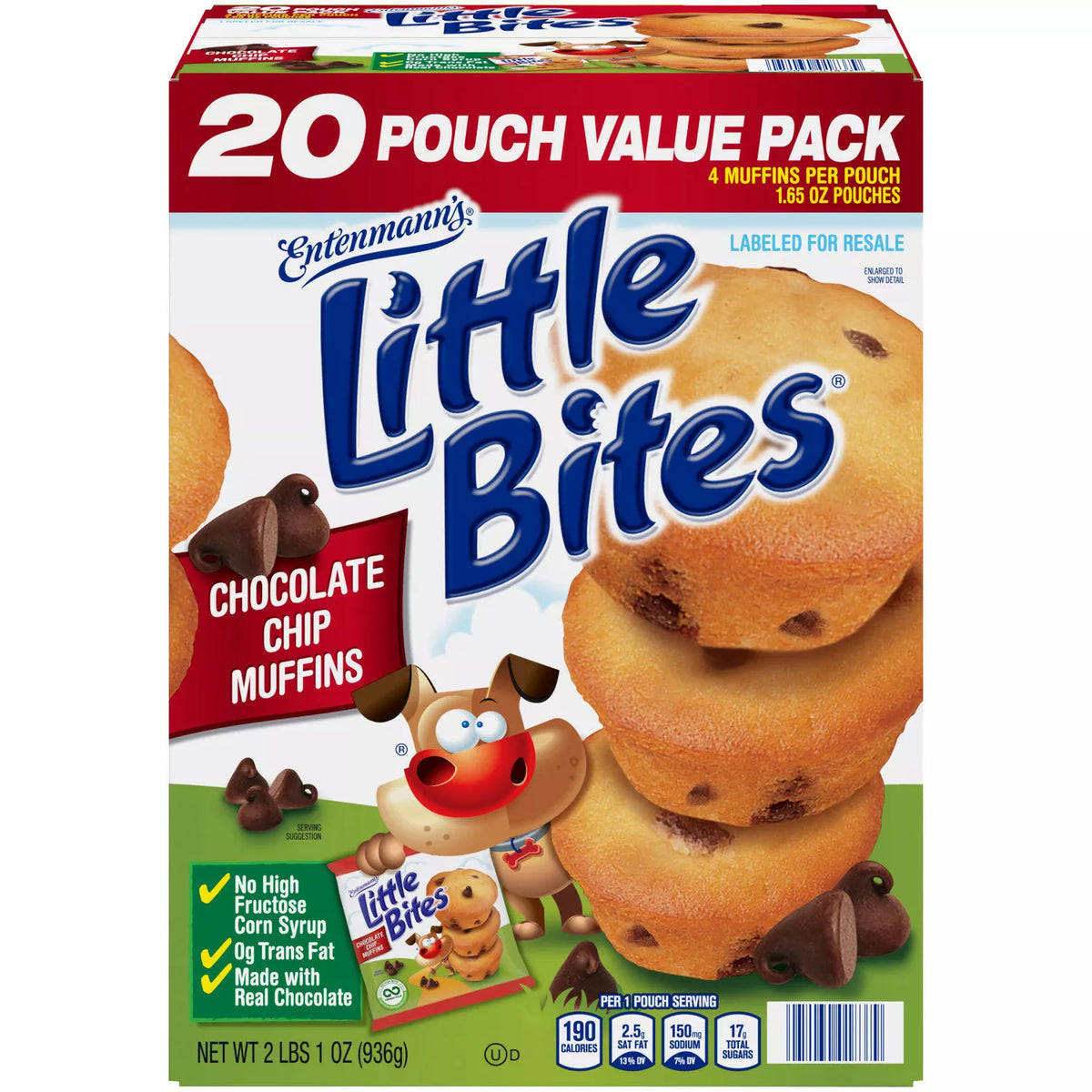 Entenmann's Little Bites Chocolate Chip Muffins Pack, 20 ea