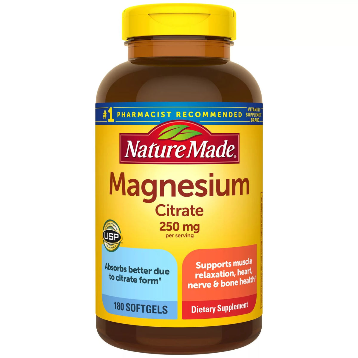 Nature Made Magnesium Citrate 250 mg Softgels, 180 ea