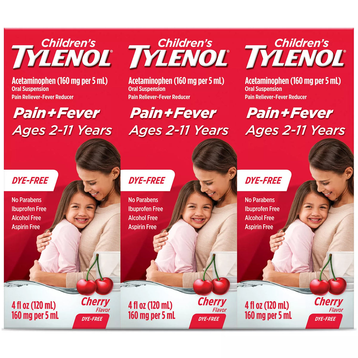 Children's Tylenol Oral Suspension, Cherry, 3 ea