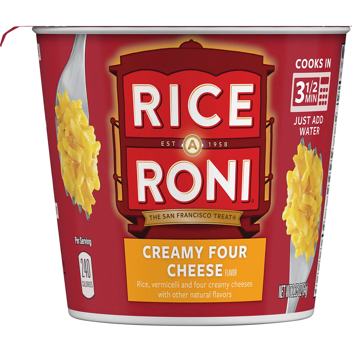 Rice-A-Roni Creamy Four Cheese Pack, Individual Cups, 12 ea