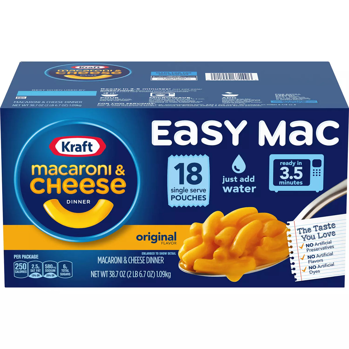 Kraft Easy Mac Single-Serve Pouches Pack, Original Flavor, 18 ea
