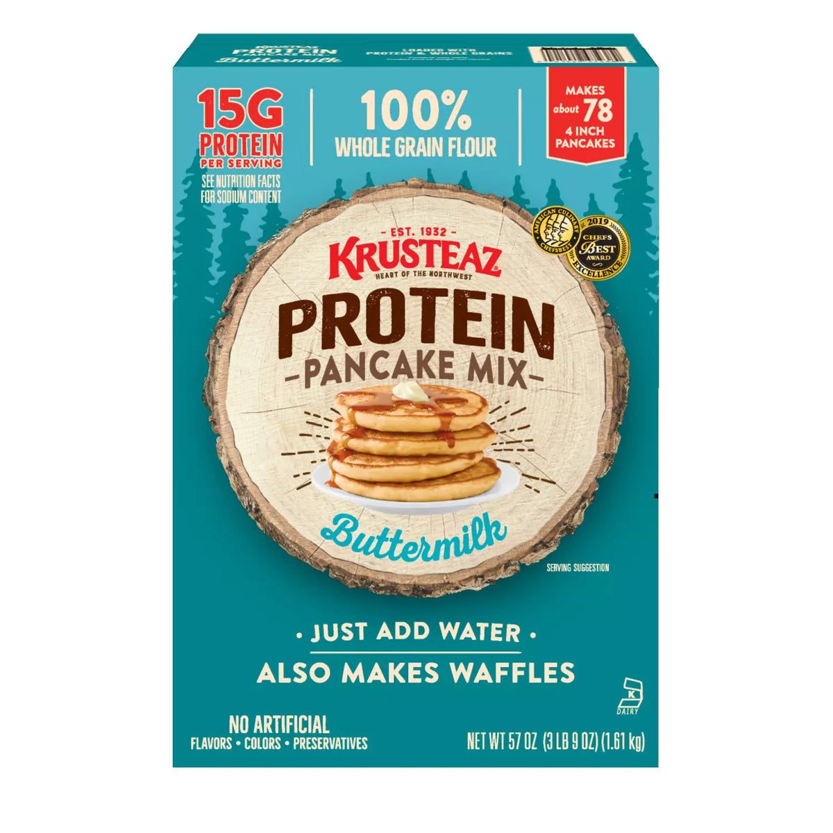 Krusteaz Buttermilk Protein Pancake Mix, 57 oz