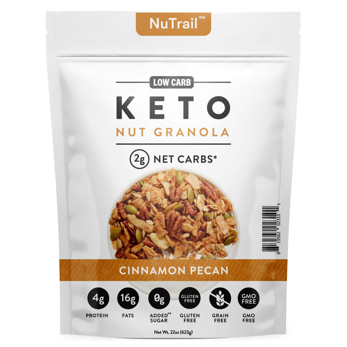 NuTrail Low Carb Keto Nut Granola, Cinnamon Pecan, 22 oz