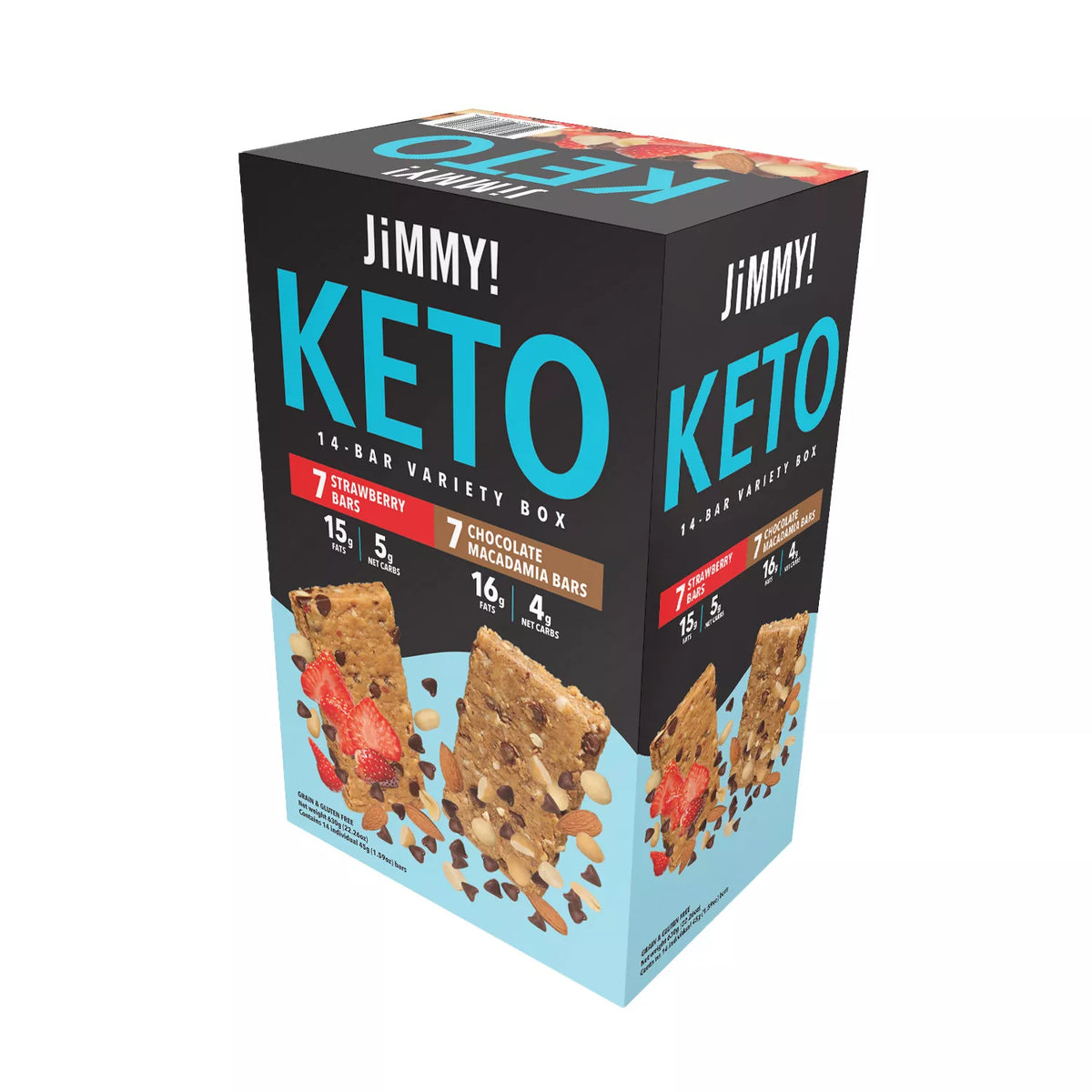 JiMMY! Keto Protein Bars Variety Pack, Strawberry and Chocolate, 14 ea