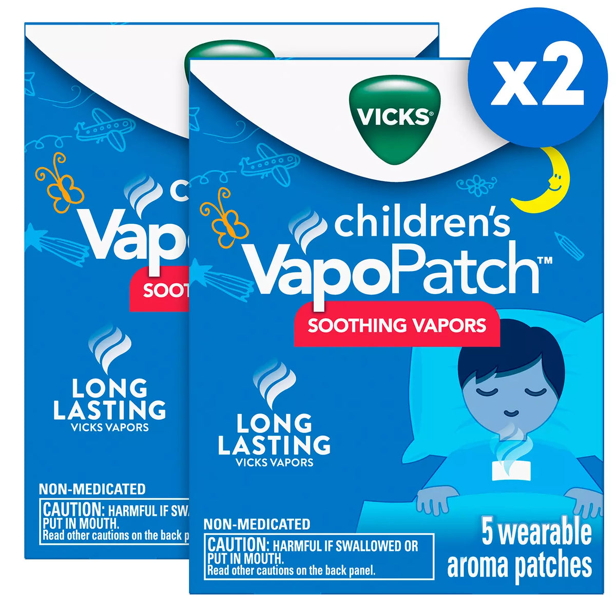 Vicks VapoPatch with Vapors for Children, Long Lasting Soothing Vicks, 2 ea