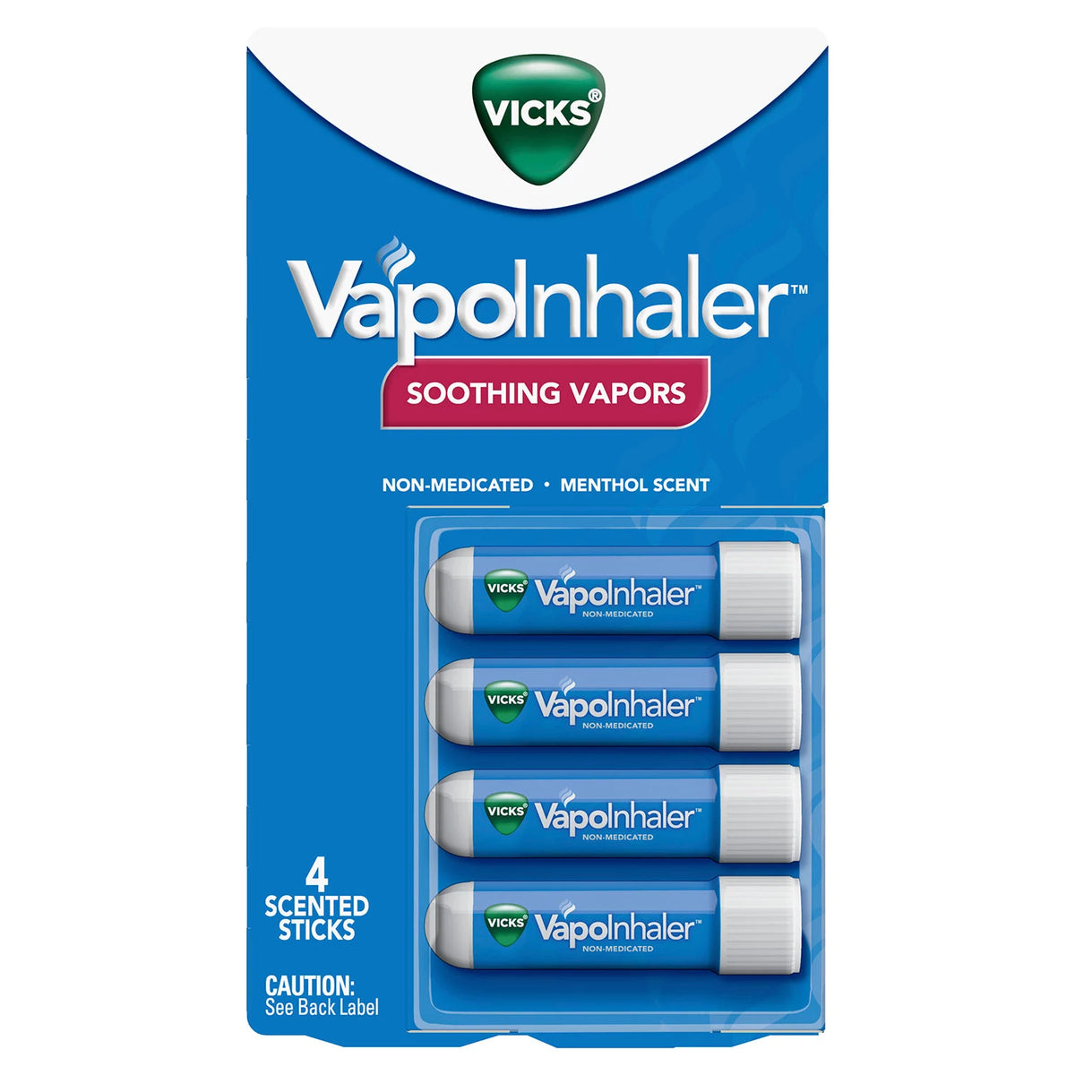 Vicks VapoInhaler Portable Nasal Inhaler, Menthol Scent, 4 ea
