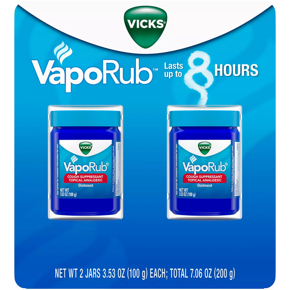 Vicks VapoRub Cough Suppressant Topical Analgesic Ointment Twin Pack, 7.06 oz