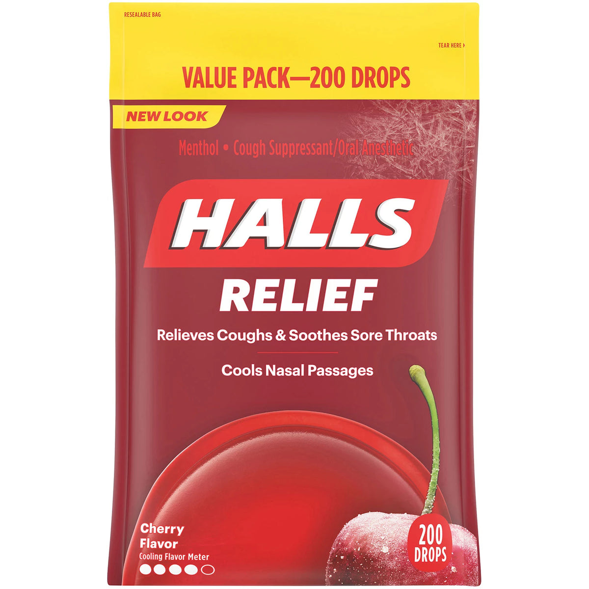 Halls Relief Cough Drops, Cherry, 200 ea
