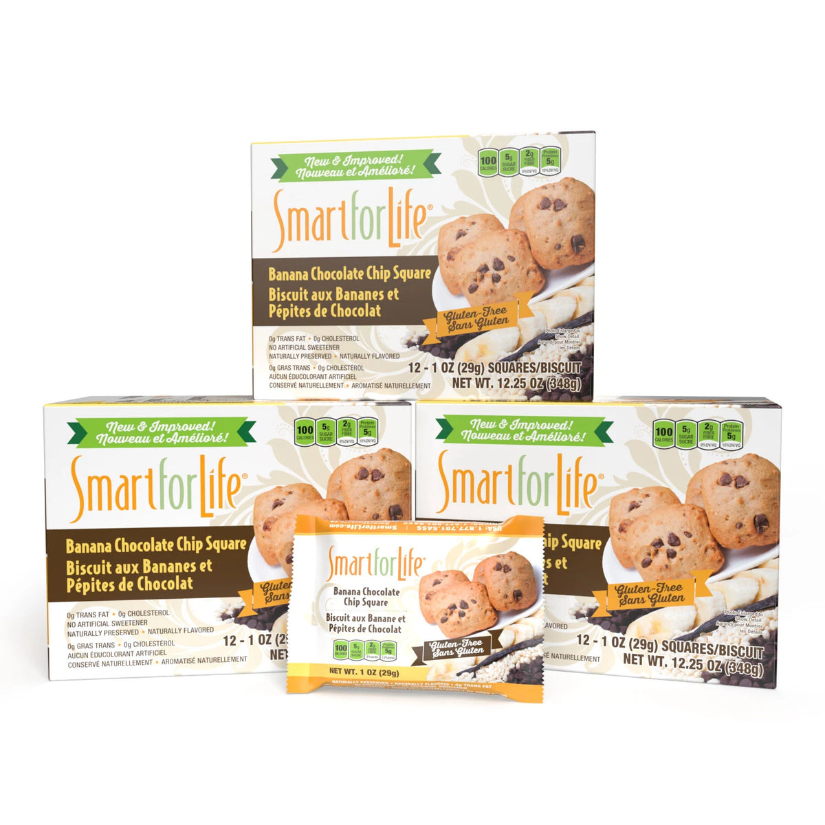 Smart for Life Meal Replacements, Banana Chocolate Chip Granola Squares, 42 ea
