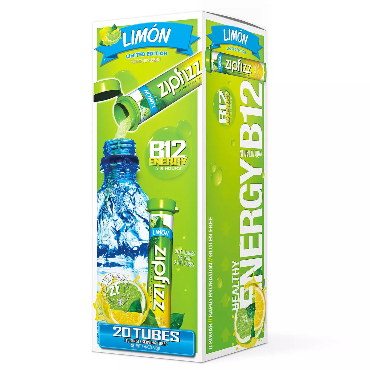 Zipfizz Energy Drink Mix, Limon, 20 ea