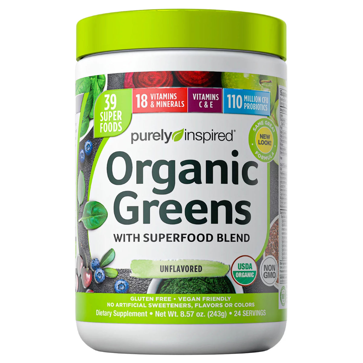 Purely Inspired Organic Super Greens Drink Blend, Unflavored, 2 ea