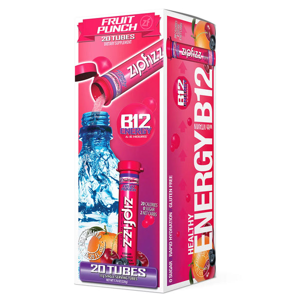 Zipfizz Energy Drink Mix, Fruit Punch, 20 ea