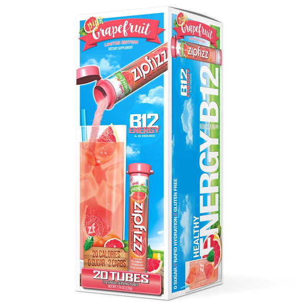 Zipfizz Energy Drink Mix, Pink Grapefruit, 20 ea