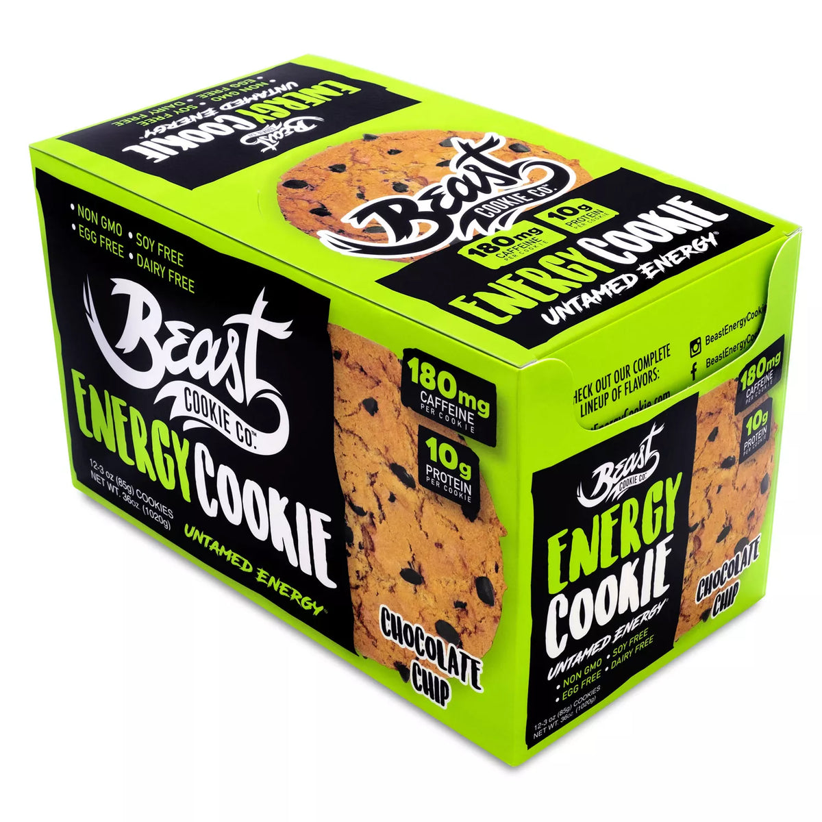Beast Energy Protein Cookie Pack, Chocolate Chip, 24 ea
