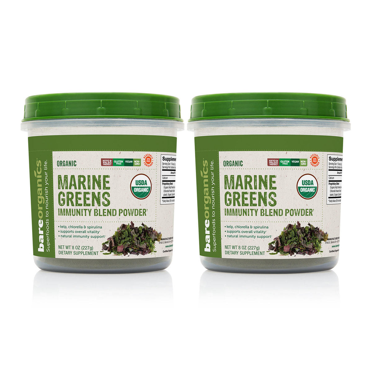 Bare Organics Marine Super Greens Powder, 2 ea