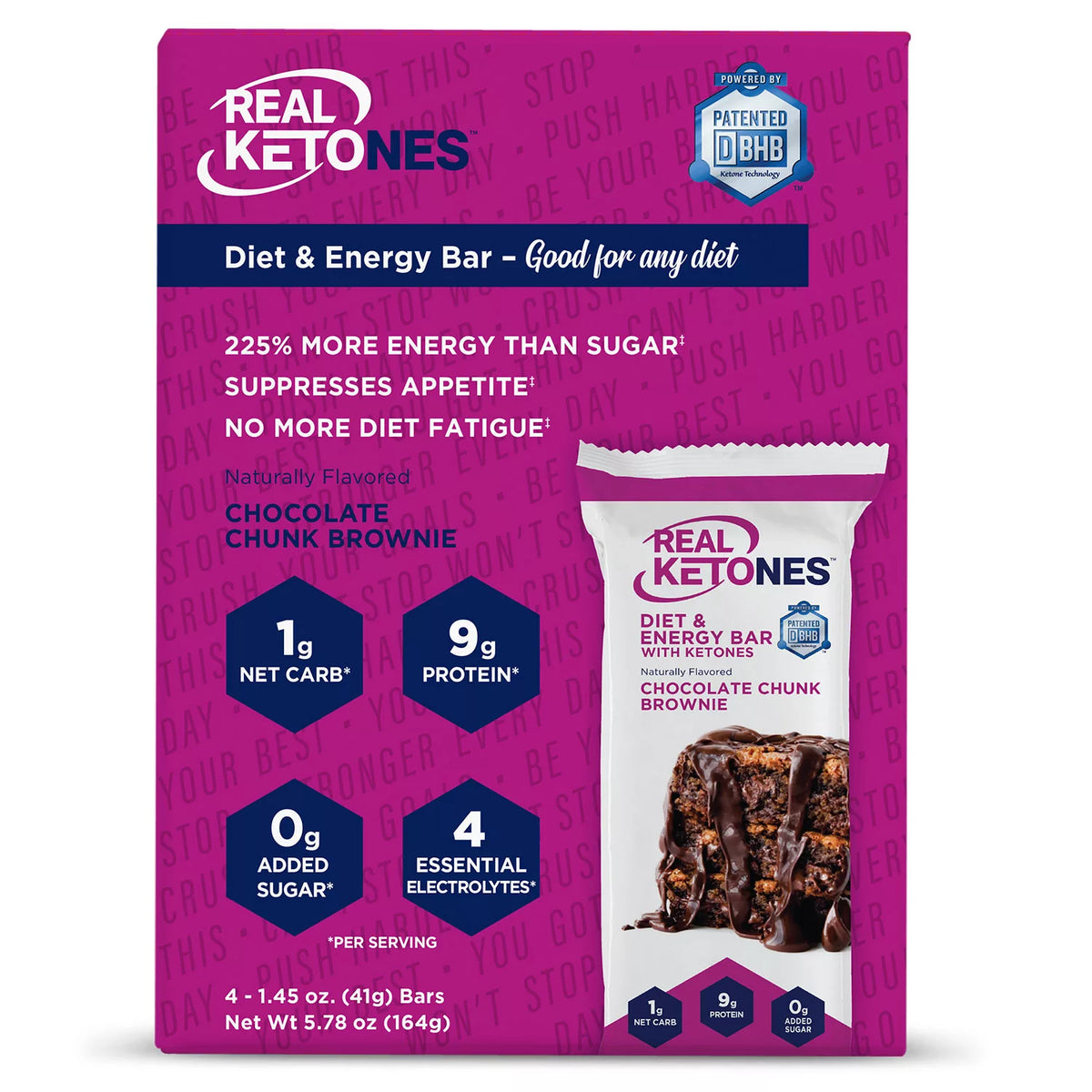 Real Ketones Meal Bar Pack, Chocolate Chunk Brownie, 12 ea