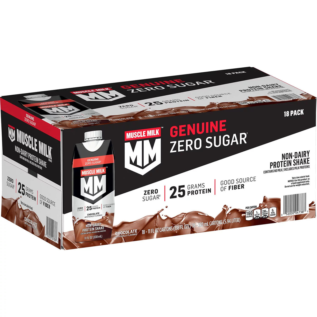 Muscle Milk Genuine Protein Shake Pack, Chocolate, 18 ea
