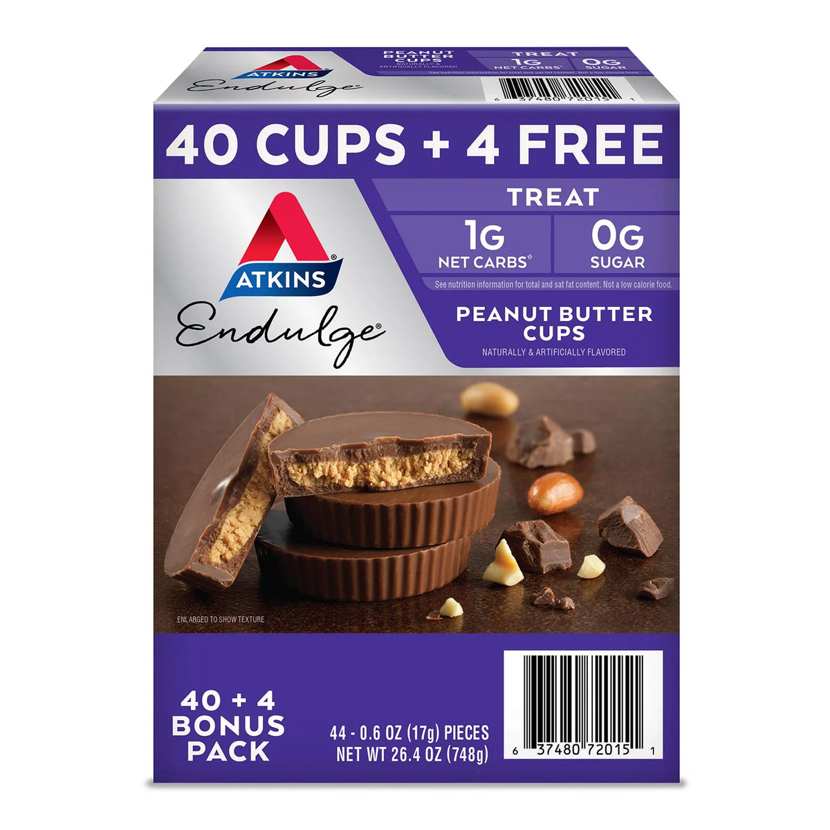 Atkins Endulge Peanut Butter Cups Pack, Keto Friendly, 44 ea