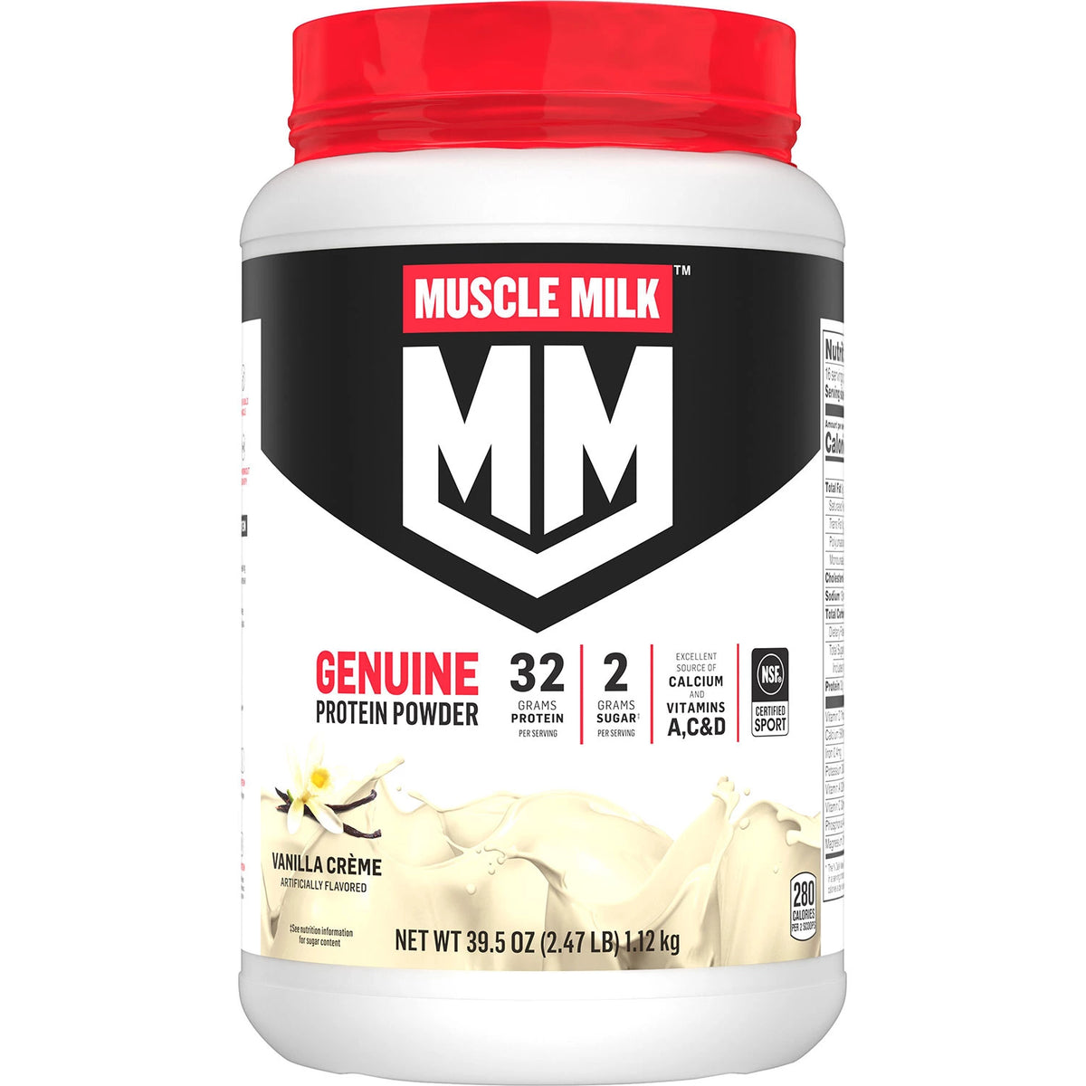 Muscle Milk Genuine Protein Powder, Vanilla Cream, 39.5 oz