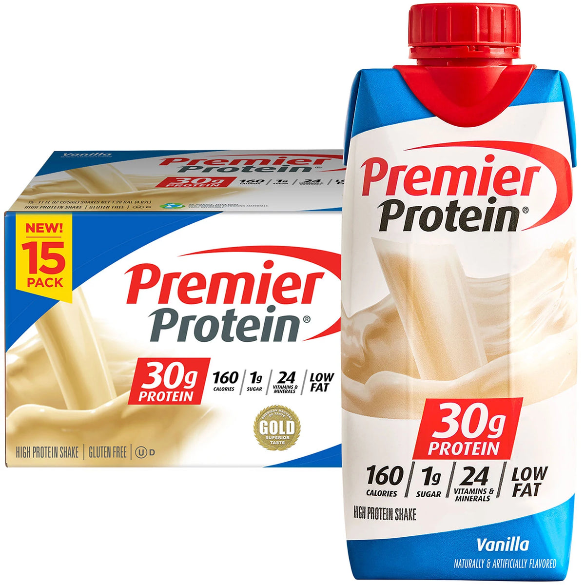 Premier Protein High Protein Shake Pack, Vanilla, 15 ea