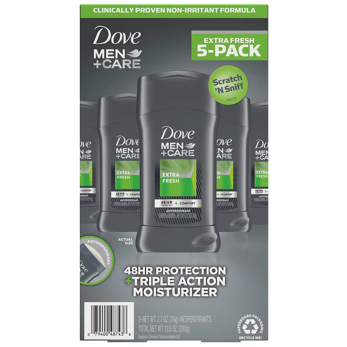 Dove Men+Care Antiperspirant Deodorant Pack, Extra Fresh, 5 ea