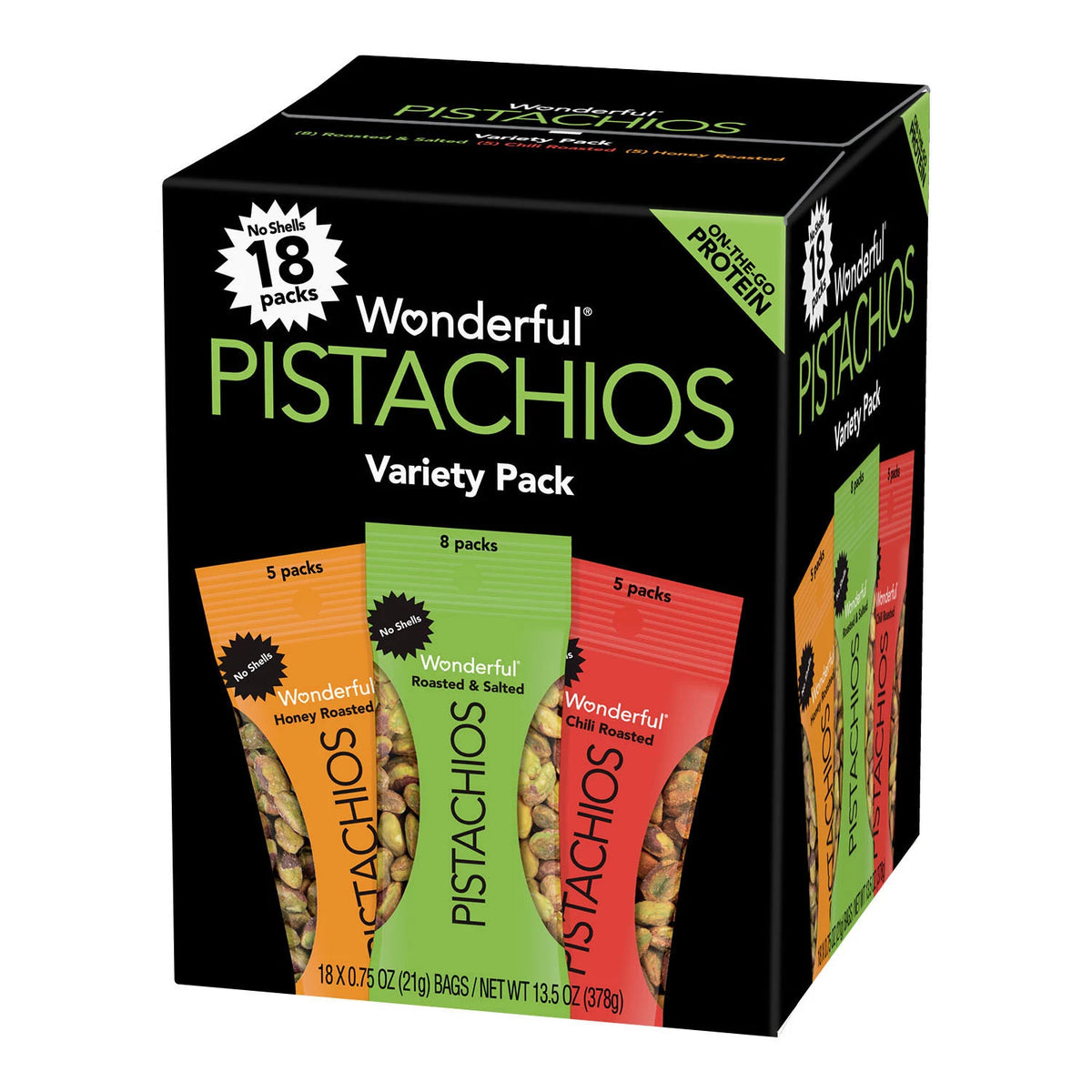 Wonderful Pistachios No Shells Variety Pack, 18 ea