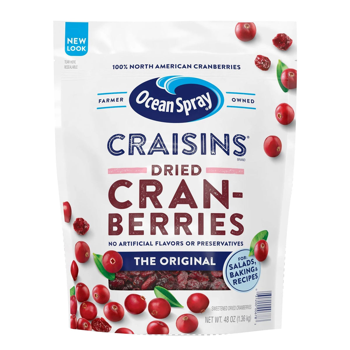 Ocean Spray Craisins Dried Cranberries, Original, 48 oz
