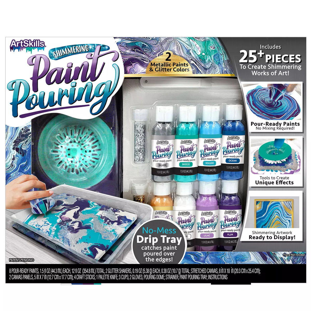 ArtSkills Acrylic Paint Pouring Art Activity Kit, Metallic, 1 ea