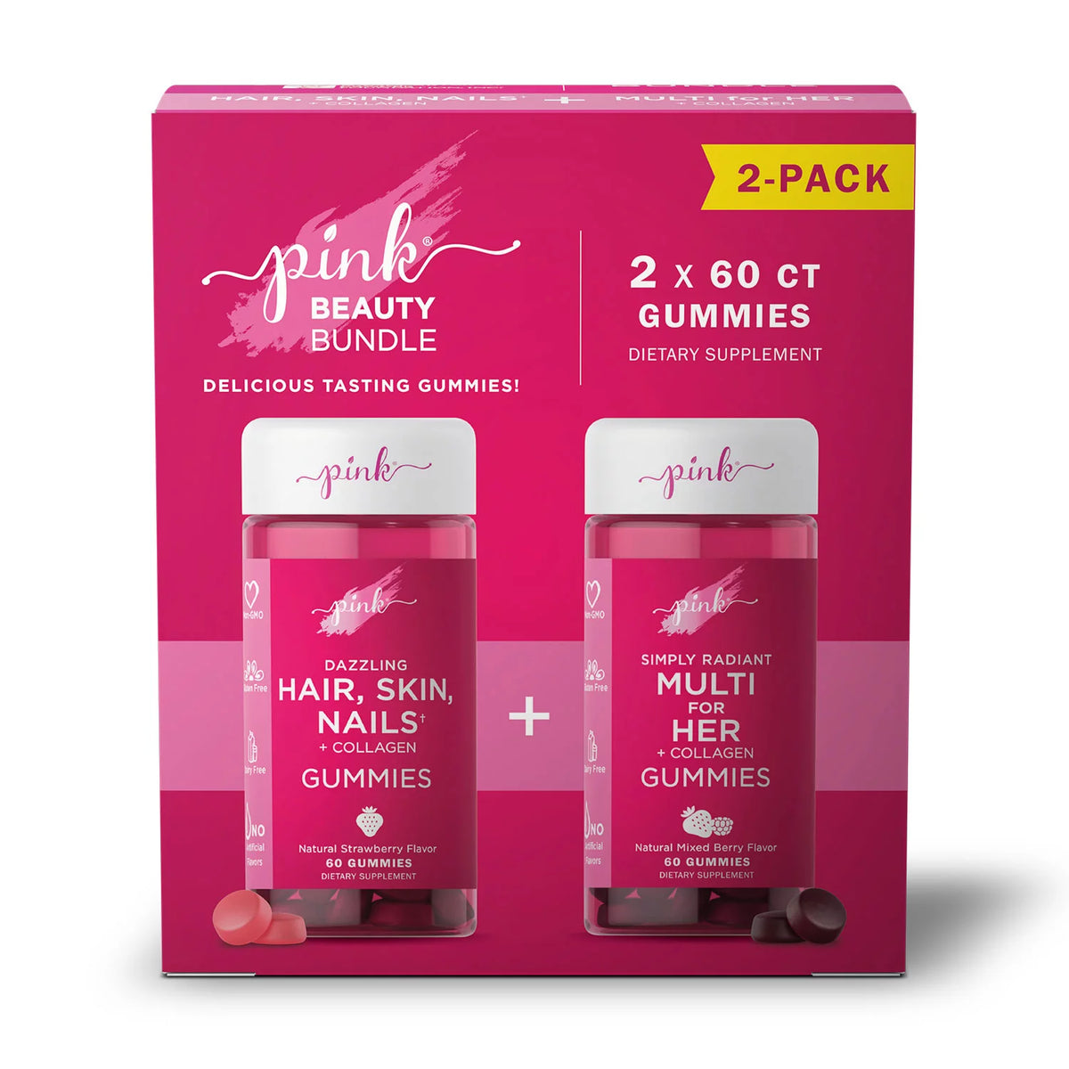 Pink Beauty Bundle, Multivitamin Gummies For Her, 2 ea