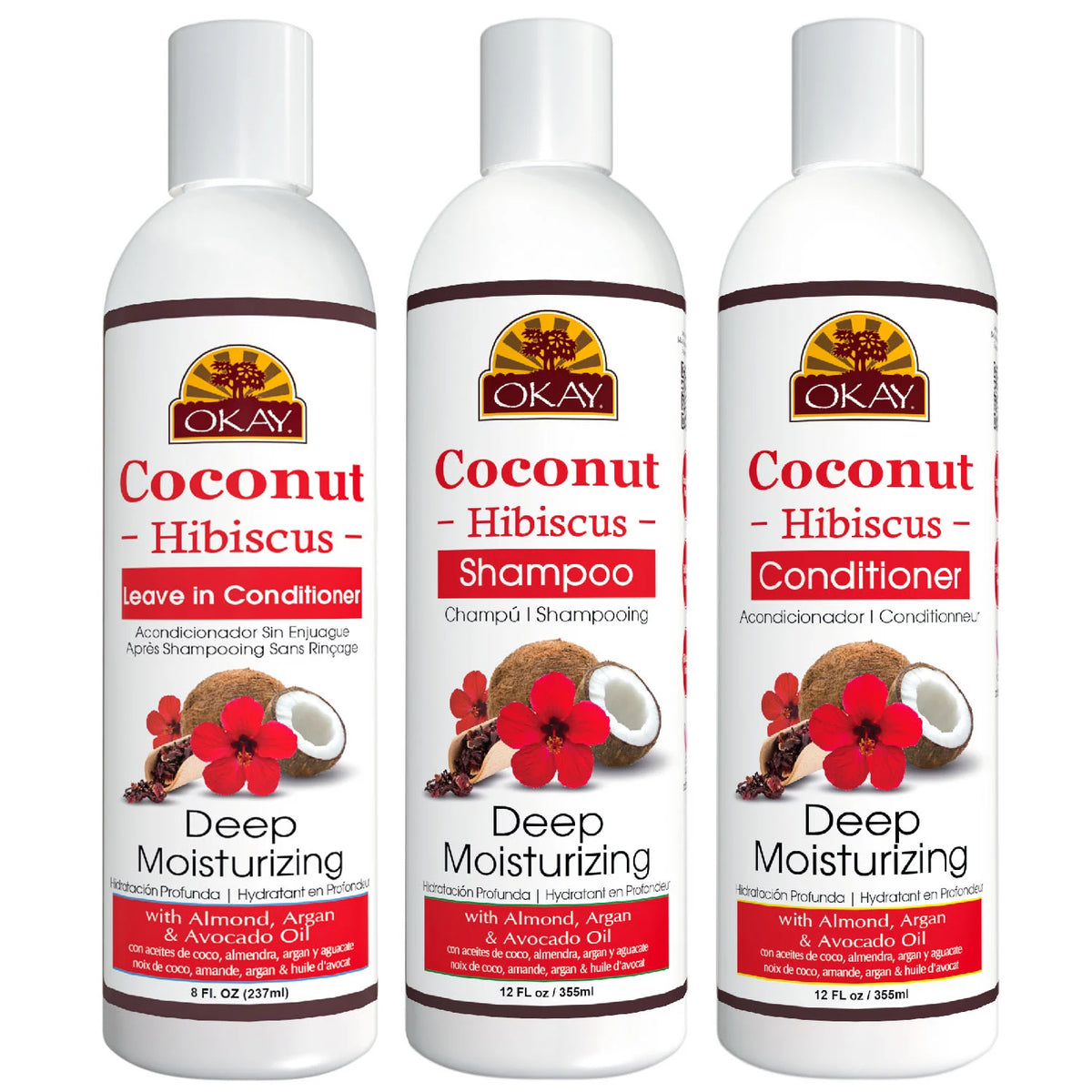 Okay Shampoo and Conditioner Set With Leave-in Conditioner, Coconut and Hibiscus, 1 ea