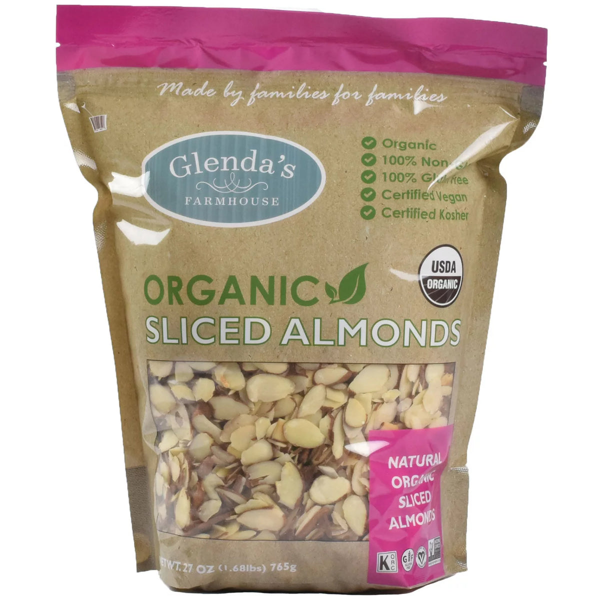 Glenda's Farmhouse Organic Sliced Almonds, 27 oz